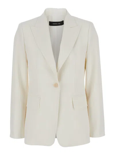 Max Mara 'palchi' White Jacket With Classic Lapels In Virgin Wool Woman In Neutral