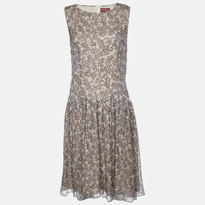 Pre-owned Max Mara Pale Pink Printed Silk Sleeveless Dress M