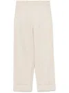 Max Mara Wide-leg Pants In Linen And Cotton Basketweave Fabric