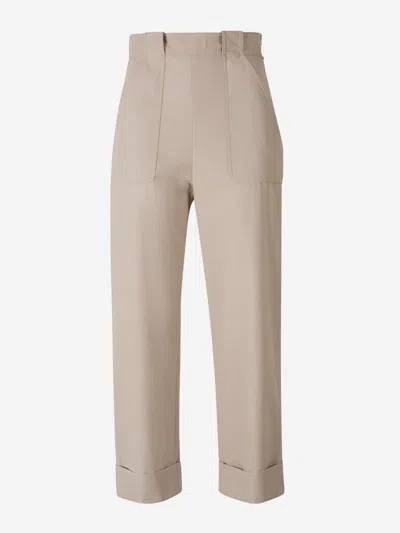 Max Mara Palio Cotton Pants In Brown