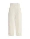 Max Mara Ivory Cotton Wide Trousers In Bianco
