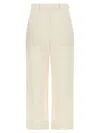Max Mara Ivory Cotton Wide Trousers In White