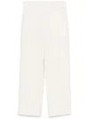 Max Mara Wide-leg Pants In Linen And Cotton Basketweave Fabric In Neutrals
