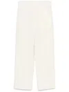 Max Mara Wide-leg Pants In Linen And Cotton Basketweave Fabric In Neutrals