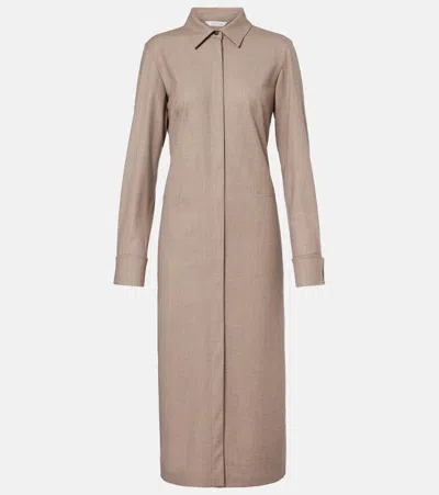 Max Mara Pallino Cashmere-blend Shirt Dress In Brown