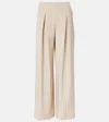 Max Mara Palude Pleated Silk-blend Wide-leg Pants In Neutral