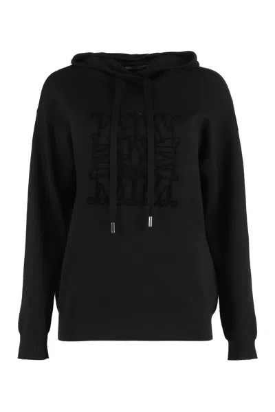 Max Mara Pamir Hooded Virgin Wool Sweater In Black