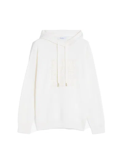 Max Mara Pamir Hooded Wool Sweatshirt In White