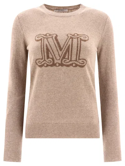 Max Mara "pamir" Logo Sweater In Brown