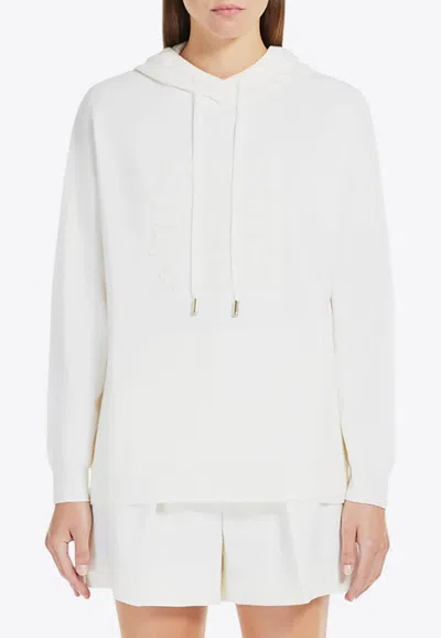 Max Mara Pamir Wool Hooded Sweatshirt In White