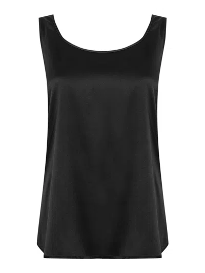 Max Mara Pan Camisole In Silk Satin In Black