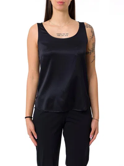 Max Mara Pan Tank Top In Silk Satin In Blue