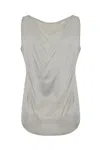 Max Mara Pan Tank Top In Silk Satin In Nebbia