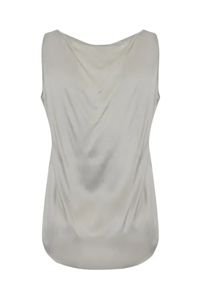 Max Mara Pan Tank Top In Silk Satin In Nebbia