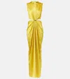 Max Mara Front Draped Dress With Metal Ring Accent In Yellow