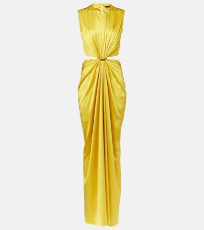 MAX MARA PANARO DRAPED CUTOUT SILK MAXI DRESS