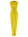 Max Mara Front Draped Dress With Metal Ring Accent In Yellow