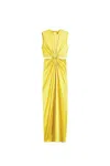 Max Mara Front Draped Dress With Metal Ring Accent In Yellow