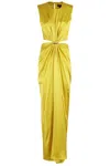 Max Mara Front Draped Dress With Metal Ring Accent In Giallo