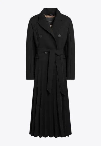 MAX MARA PANDA DOUBLE-BREASTED PLEATED COAT