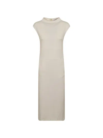 Max Mara Panelled Cap-sleeve Dress In Neutral