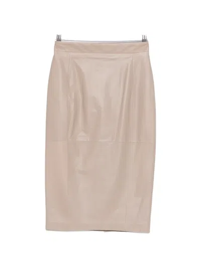 Max Mara Panelled Lamb Leather Skirt In Pink