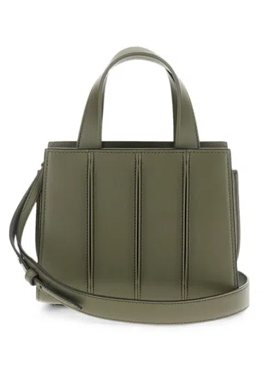 Max Mara Panelled Leather Clutch Bag In Green