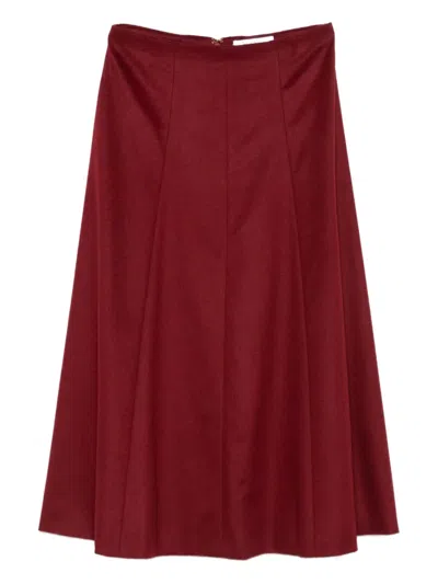 Max Mara Panelled Wool Skirt In Red
