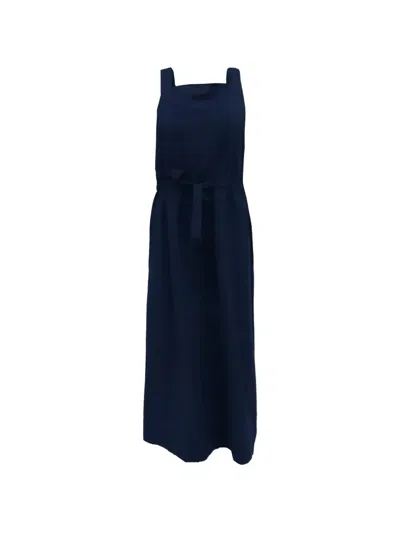 Pre-owned Max Mara Panfilo Belted Midi Dress In Blue