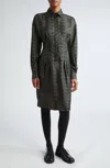 Max Mara Panfilo Print Long Sleeve Silk Twill Shirtdress In Green