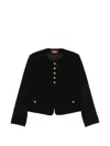 Max Mara Paniere Button-up Collarless Jacket In Black