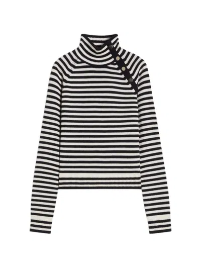 Max Mara Stand-up Collar Cashmere Sweater With Long Raglan Sleeves In Multi
