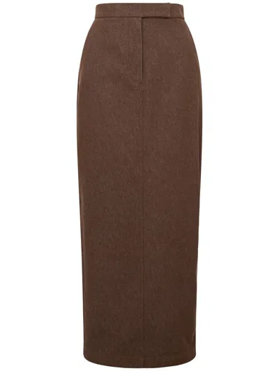 MAX MARA 'PANOSA' COTTON MIDI SKIRT IN BROWN