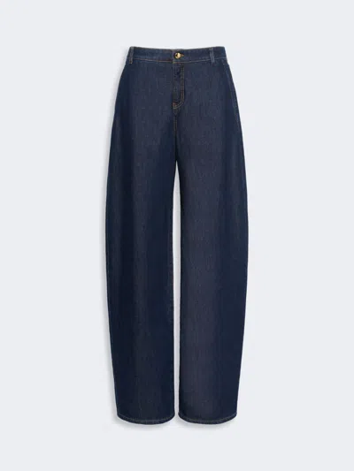 Max Mara Pantalon À Jambe De Baril En Denim In Blue