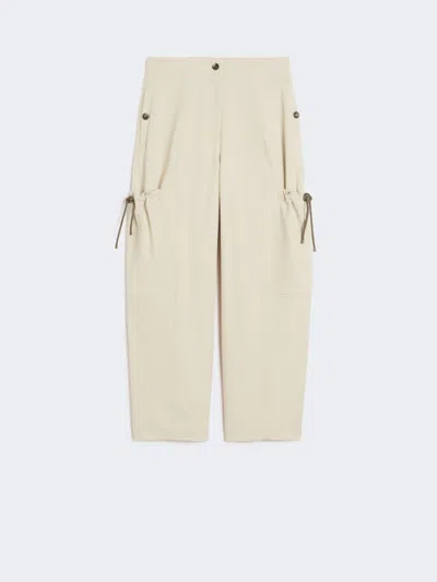 Max Mara Pantalon Cargo En Coton Stretch In Neutral