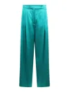 Max Mara Women Satin Wide-leg Silk Trousers In Green