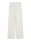 Max Mara High Waist Wide Leg Pleated Trousers In White