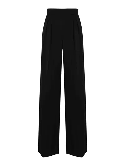 Max Mara Msedivo Trousers In Shiny Light Satin In Black