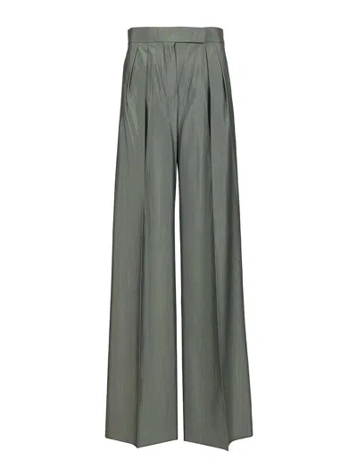 Max Mara Wide-leg Trousers In Wool And Silk In Gray