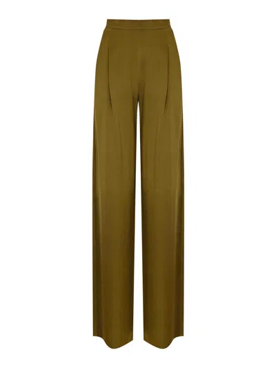 Max Mara Msecono Trousers In Envers Satin In Green
