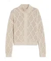 Max Mara Ghinea Diamond-pattern High-neck Cardigan In Neutral