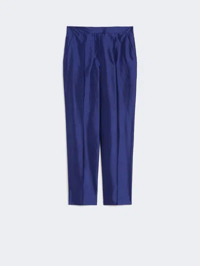 Max Mara Pantalon Cigarette En Shantung De Soie In Blue