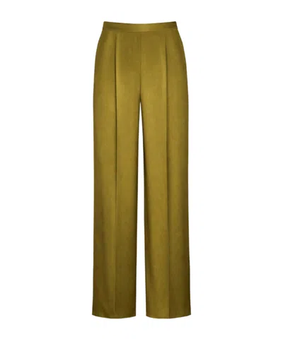 Max Mara Pantalon Cono En Soie Vert In Green