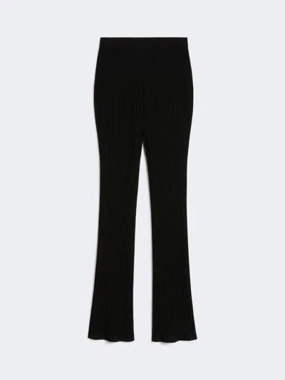 Max Mara Pantalon Côtelé En Fil De Viscose Crêpe In Black