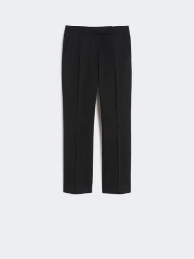 Max Mara Pantalon Coupe Slim En Satin De Coton In Black