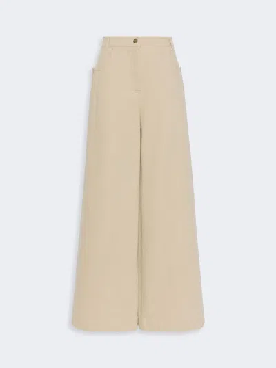 Max Mara Pantalon En Bull De Coton Enduit In Neutral