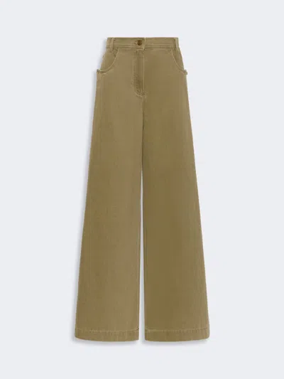 Max Mara Pantalon En Bull De Coton Enduit In Brown