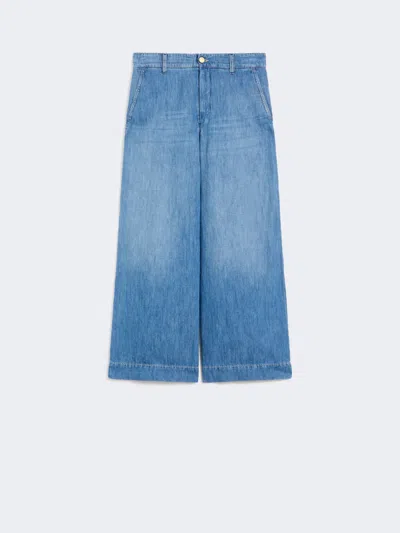 Max Mara Pantalon En Denim De Coton Et Lin In Blue