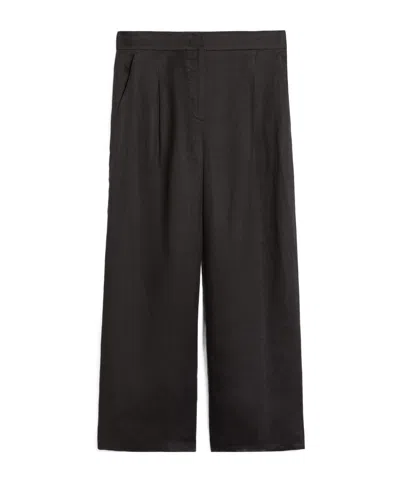 Max Mara Pantalon En Gaze De Ramie In Black