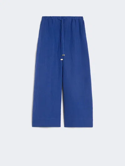 Max Mara Pantalon En Lin Avec Cordon De Serrage In Blue